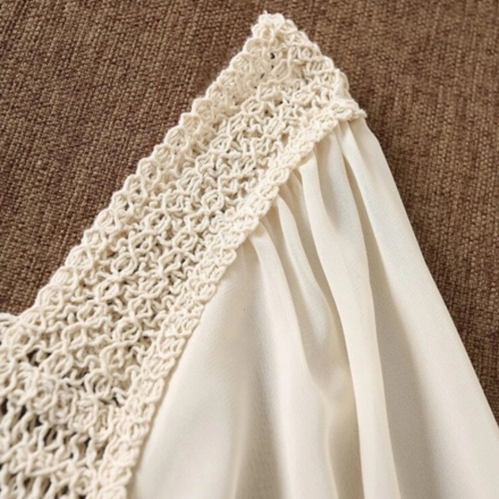 Cream Floral Embroidered Crop Top Sz S New - Picture 4 of 7